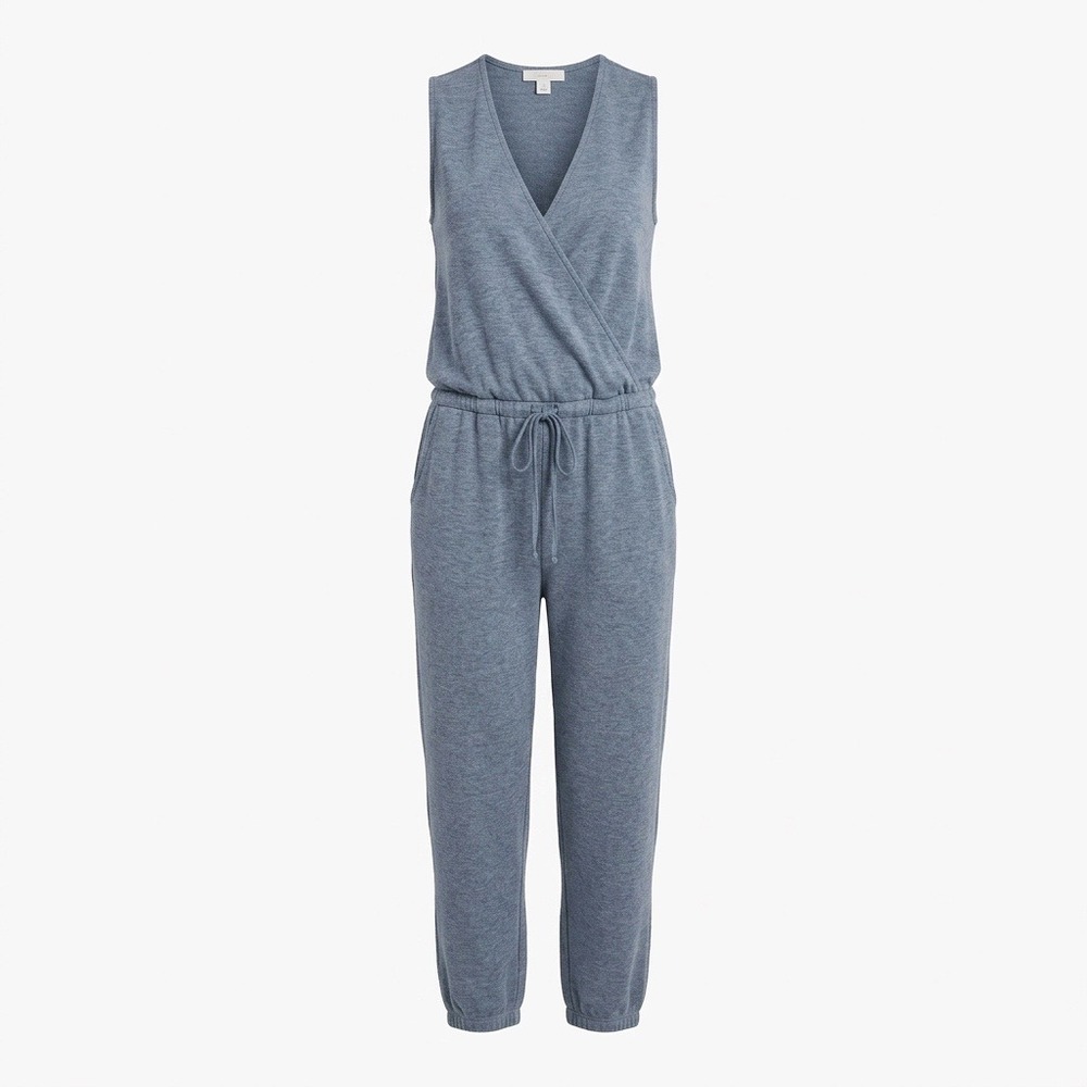 Barefoot Dreams Malibu Collection Sleeveless Wrap Jumpsuit Blue XL BDWMC1891